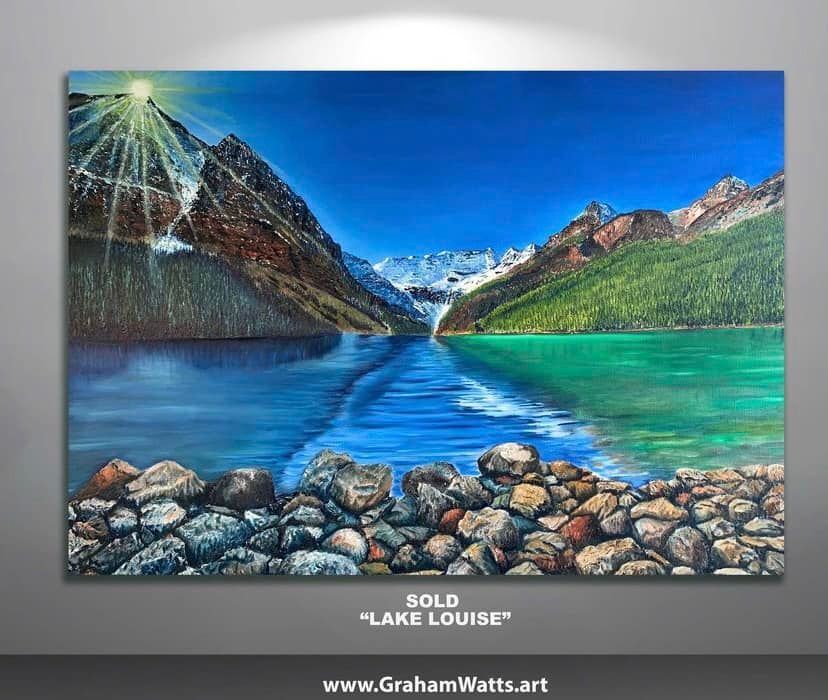 Art Commission "Lake Louise, Alberta" 40 x 30 inches, Kirk M. Commission - The Art Shop | Artist Graham Watts