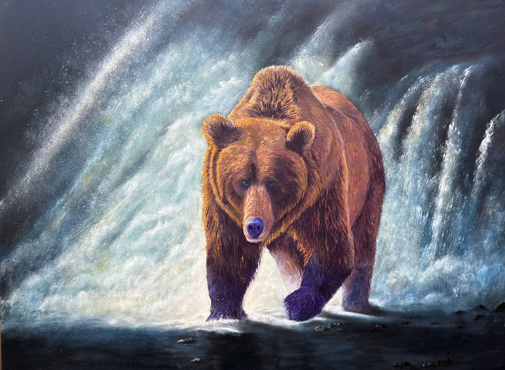 Wildlife Artwork "Rocky" Grizzly Bear - original oil painting by Artist Graham Watts