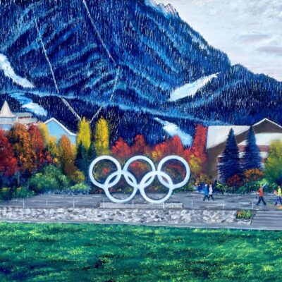 Whistler Olympic Plaza- - 36-x 24- ORIGINAL by Graham Watts