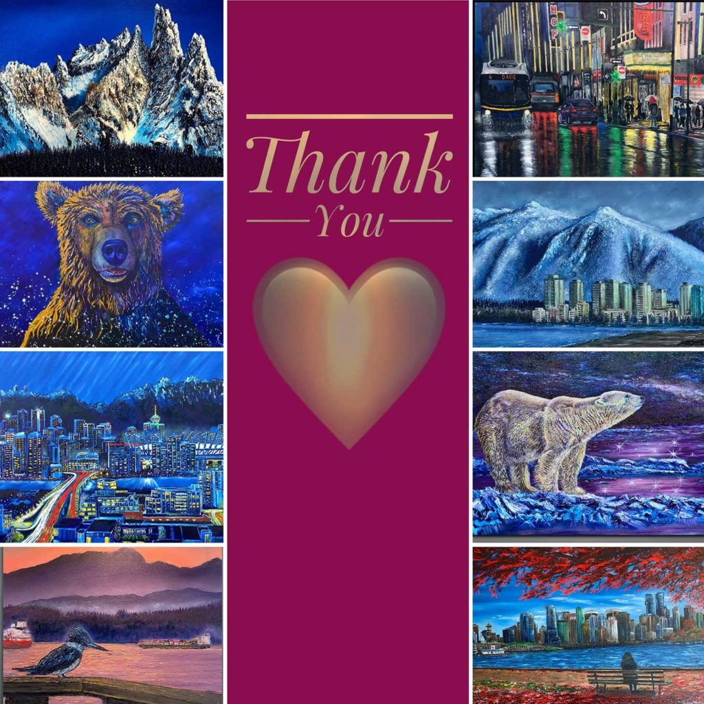 Gratitude for the city of Vancouver and Whistler original artwork by Graham Watts