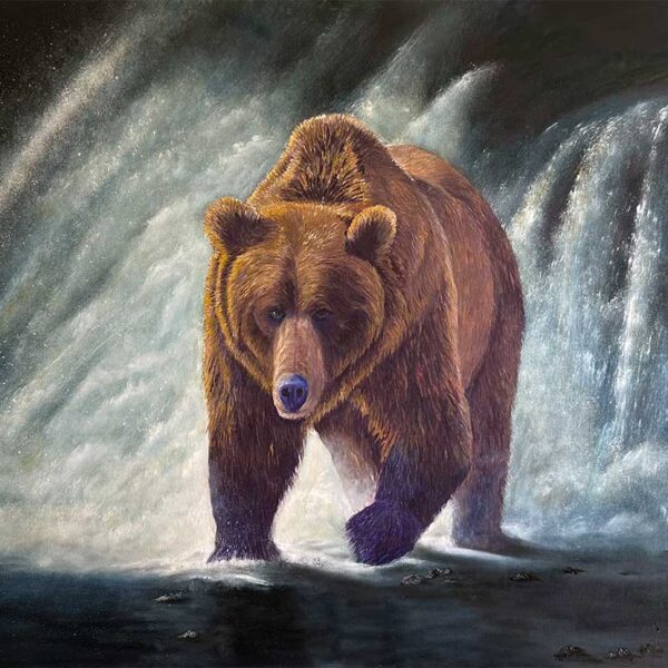 "Rocky" by Graham Watts is a captivating oil painting, sized 30 x 40 inches,