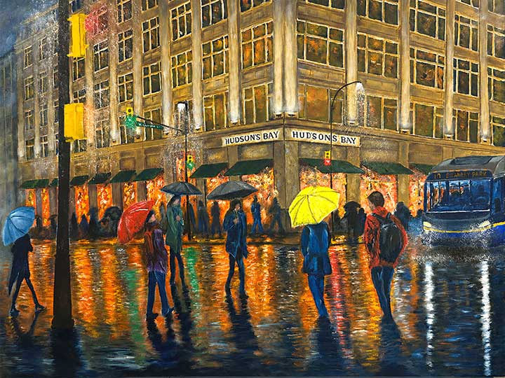 Vintage Hudson's Bay in Vancouver oil painting